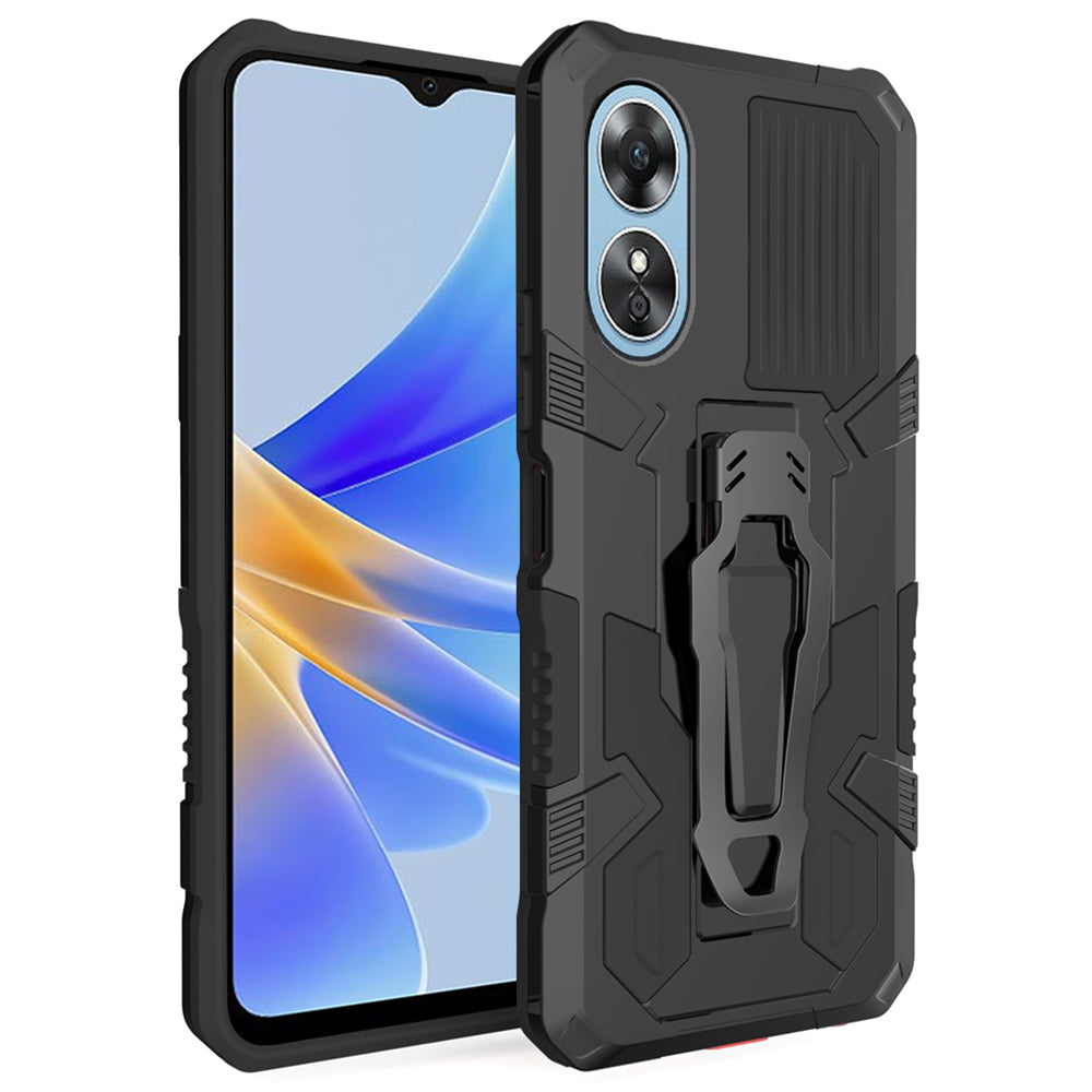 MechWarrior Project For Oppo A17 4G Kickstand Belt Clip Cover Shockproof TPU+PC Phone Case