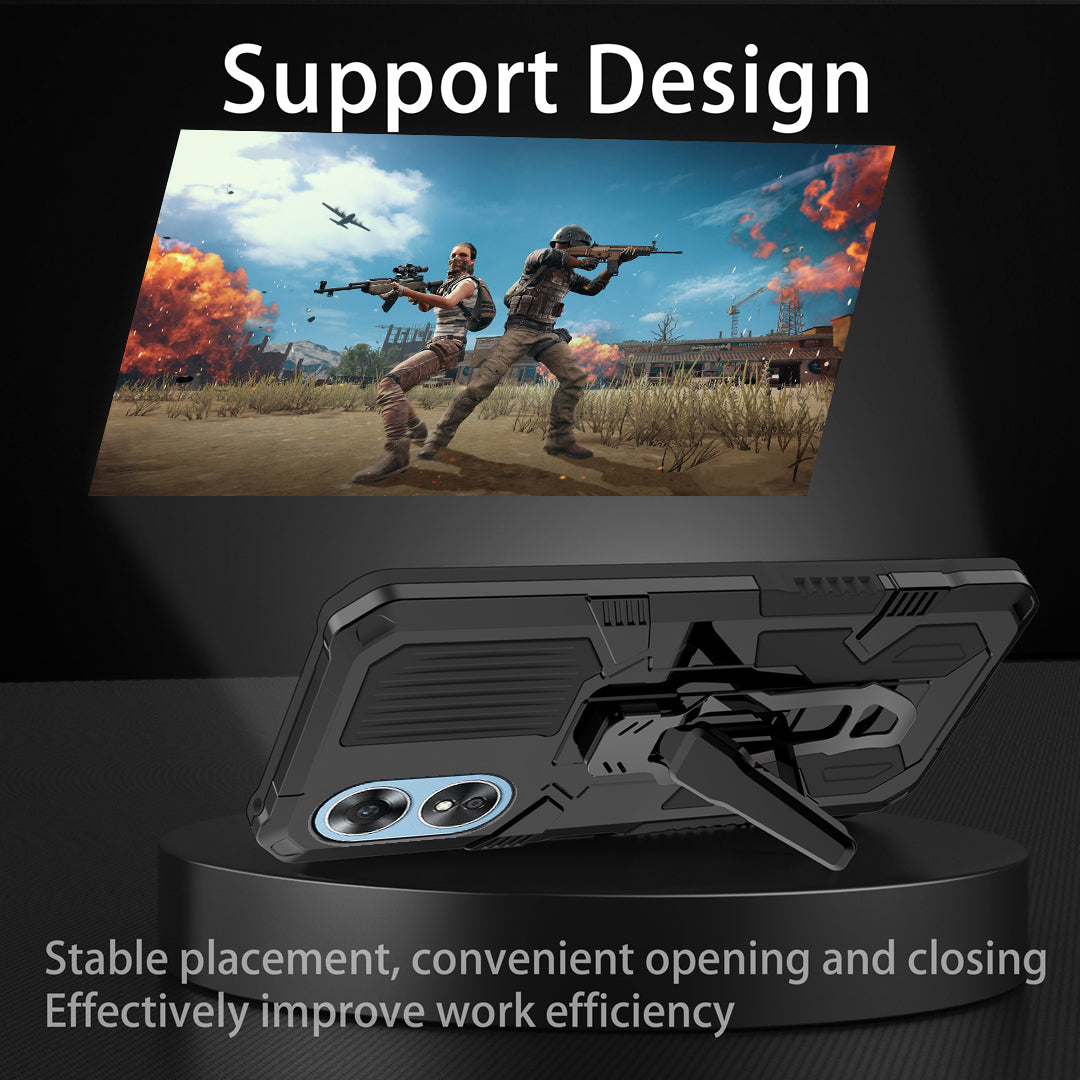 MechWarrior Project For Oppo A17 4G Kickstand Belt Clip Cover Shockproof TPU+PC Phone Case