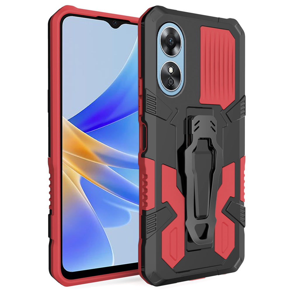 MechWarrior Project For Oppo A17 4G Kickstand Belt Clip Cover Shockproof TPU+PC Phone Case