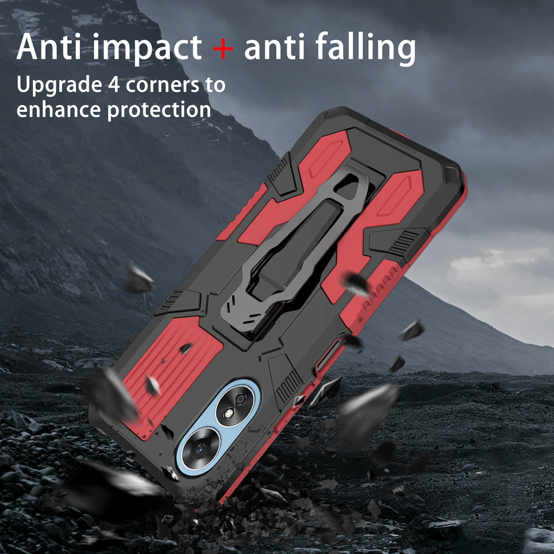 MechWarrior Project For Oppo A17 4G Kickstand Belt Clip Cover Shockproof TPU+PC Phone Case