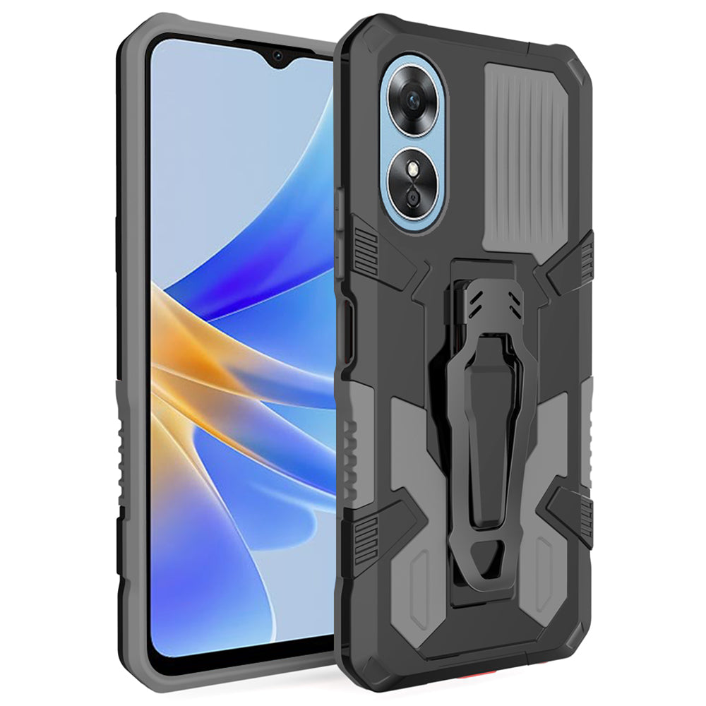 MechWarrior Project For Oppo A17 4G Kickstand Belt Clip Cover Shockproof TPU+PC Phone Case