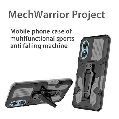 MechWarrior Project For Oppo A17 4G Kickstand Belt Clip Cover Shockproof TPU+PC Phone Case