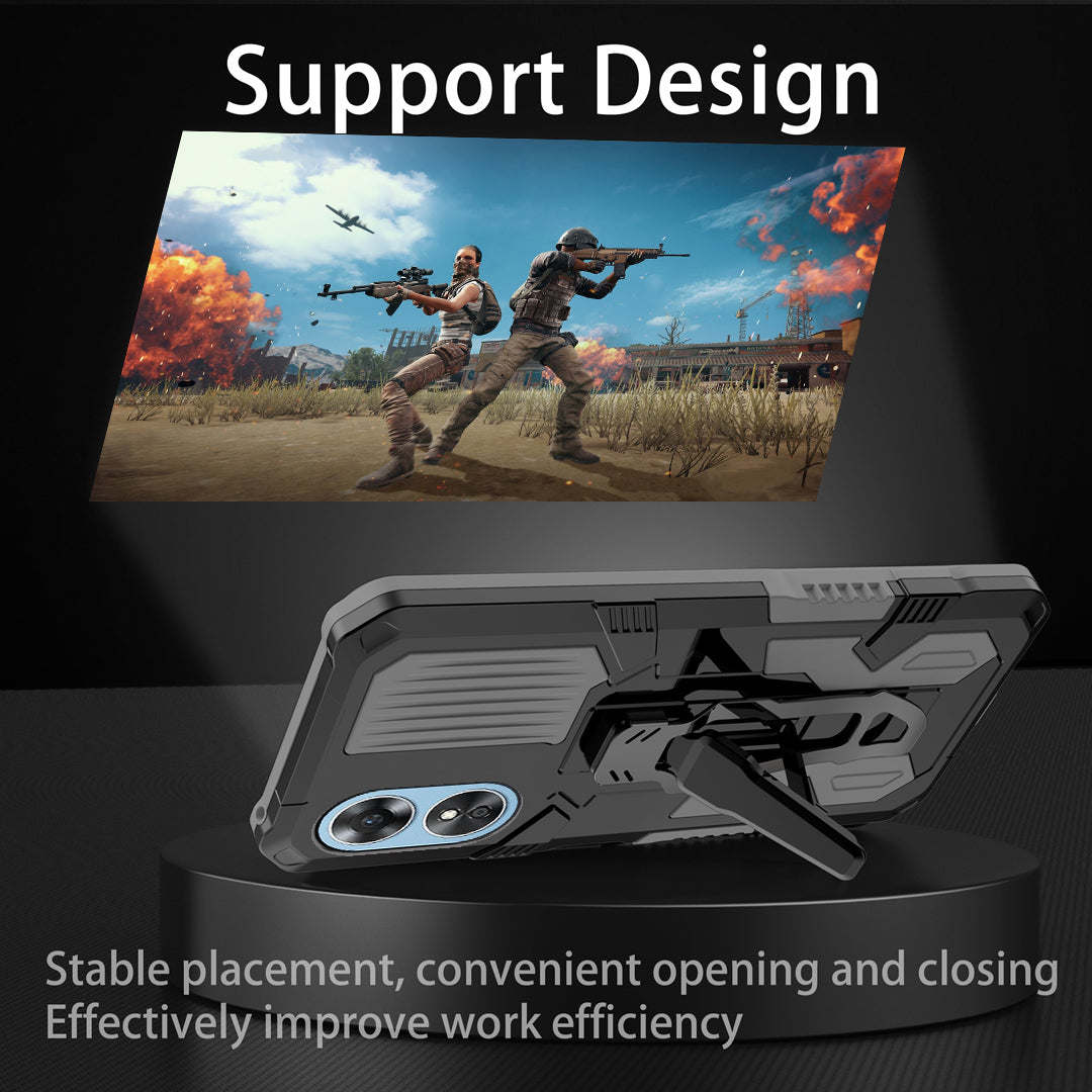 MechWarrior Project For Oppo A17 4G Kickstand Belt Clip Cover Shockproof TPU+PC Phone Case