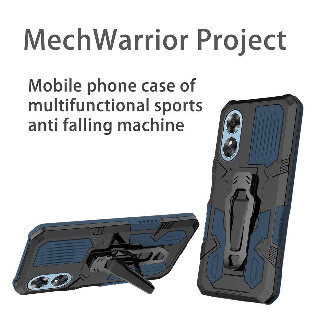 MechWarrior Project For Oppo A17 4G Kickstand Belt Clip Cover Shockproof TPU+PC Phone Case