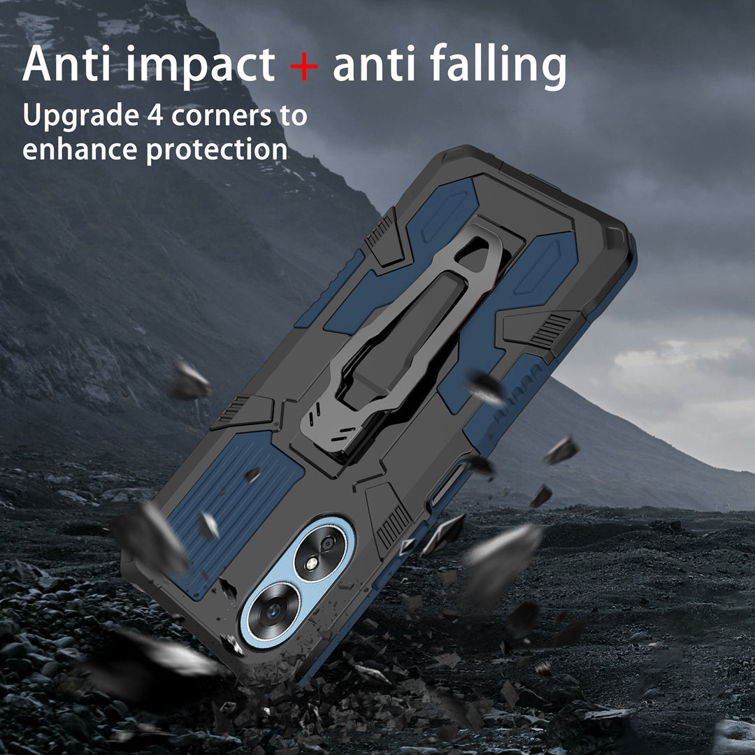 MechWarrior Project For Oppo A17 4G Kickstand Belt Clip Cover Shockproof TPU+PC Phone Case