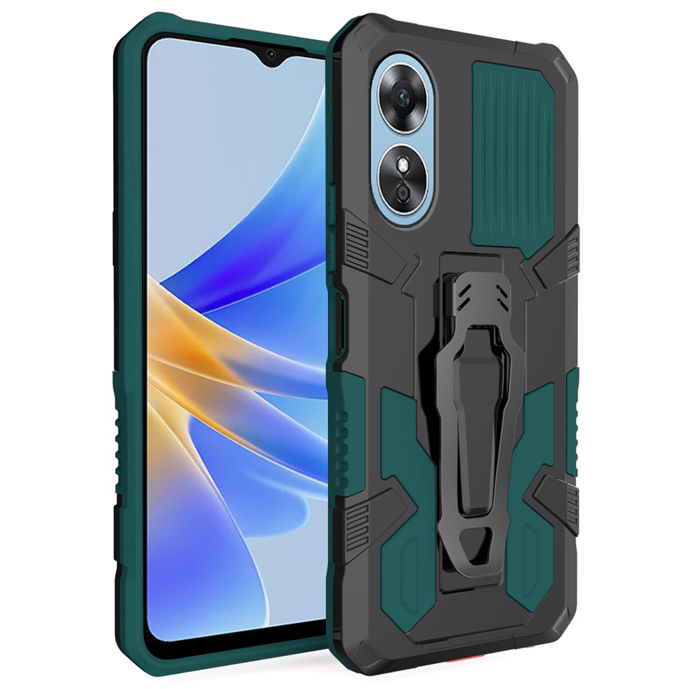 MechWarrior Project For Oppo A17 4G Kickstand Belt Clip Cover Shockproof TPU+PC Phone Case