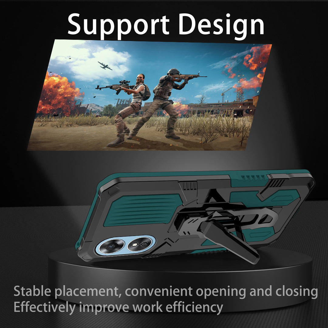 MechWarrior Project For Oppo A17 4G Kickstand Belt Clip Cover Shockproof TPU+PC Phone Case