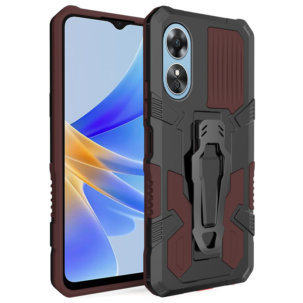MechWarrior Project For Oppo A17 4G Kickstand Belt Clip Cover Shockproof TPU+PC Phone Case