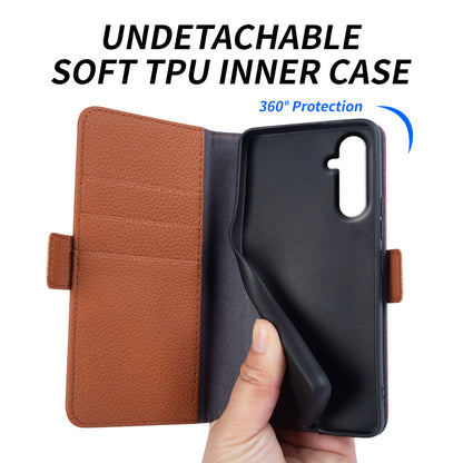 For Samsung Galaxy M13 4G Fully Wrapped Genuine Cow Leather Wallet Stand Cover Phone Flip Case