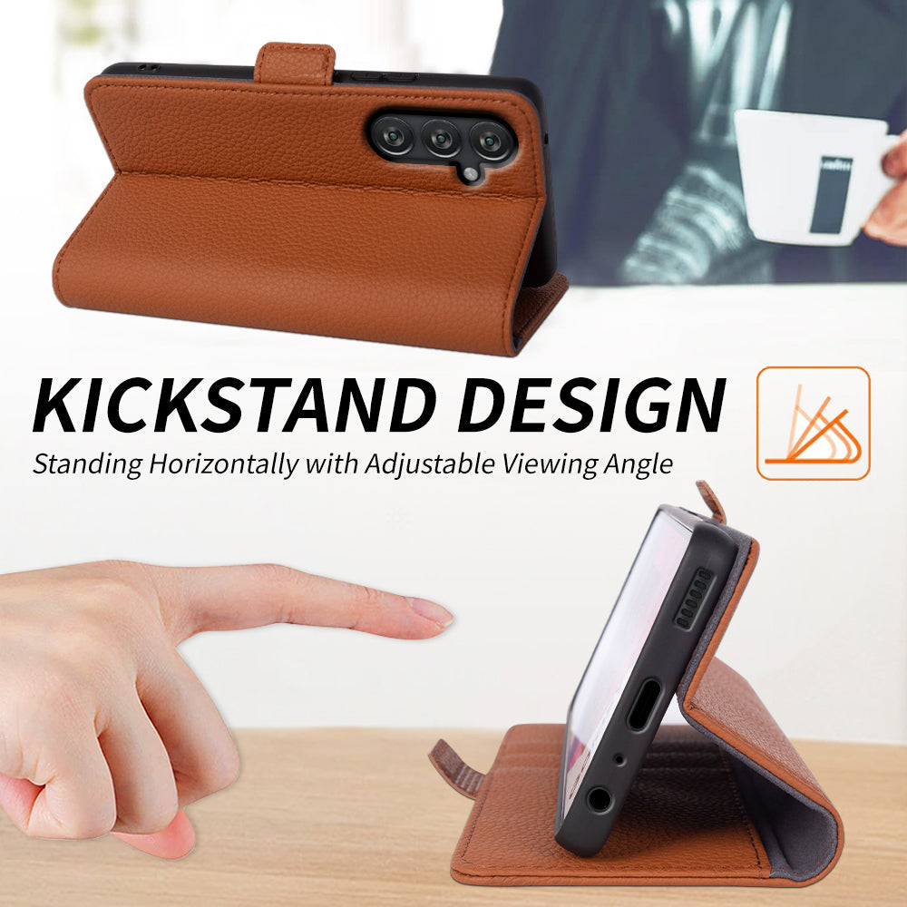 For Samsung Galaxy M13 4G Fully Wrapped Genuine Cow Leather Wallet Stand Cover Phone Flip Case