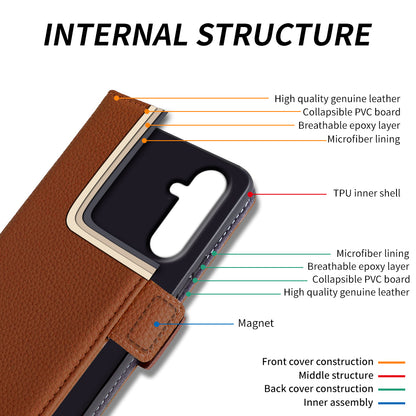 For Samsung Galaxy M13 4G Fully Wrapped Genuine Cow Leather Wallet Stand Cover Phone Flip Case