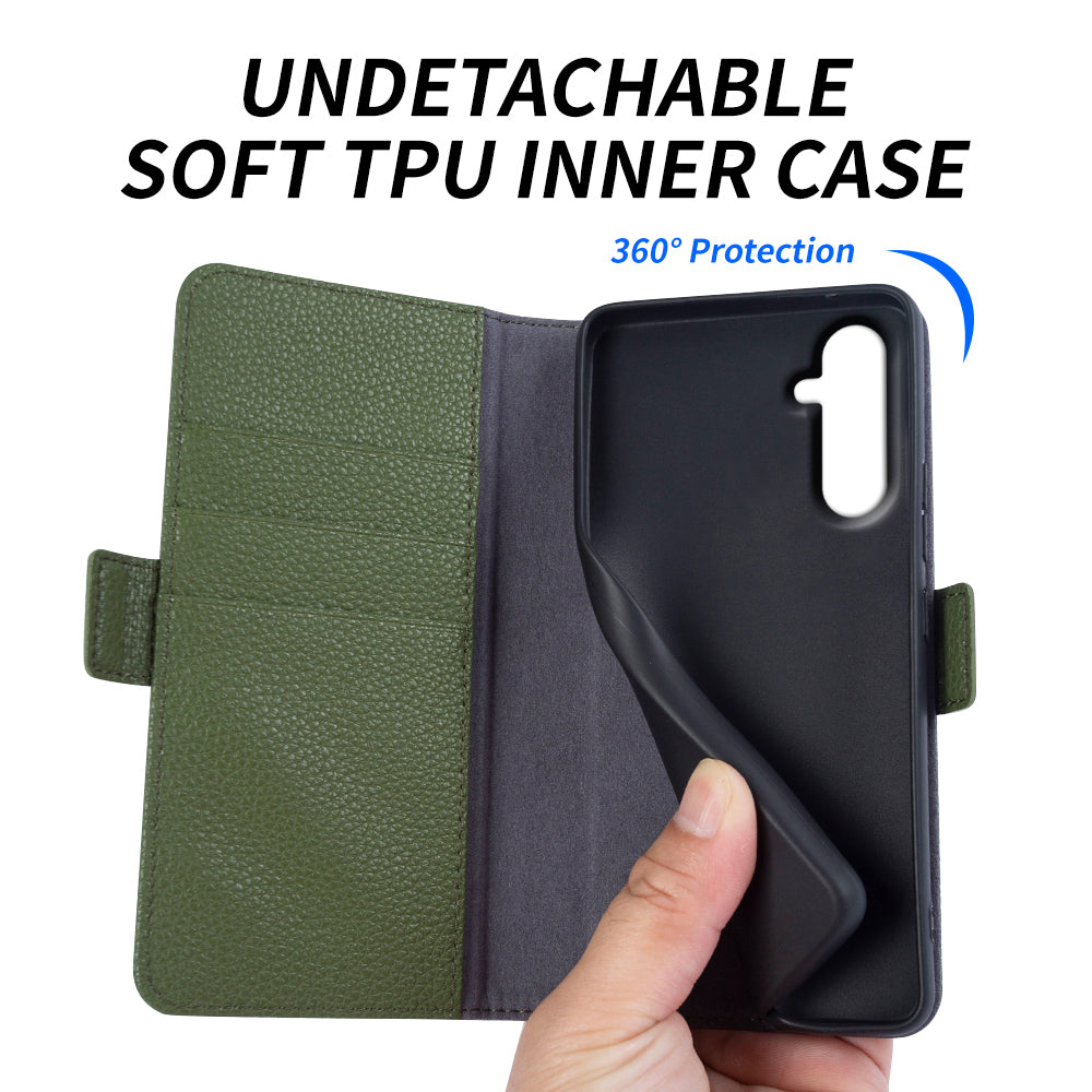 For Samsung Galaxy M13 4G Fully Wrapped Genuine Cow Leather Wallet Stand Cover Phone Flip Case