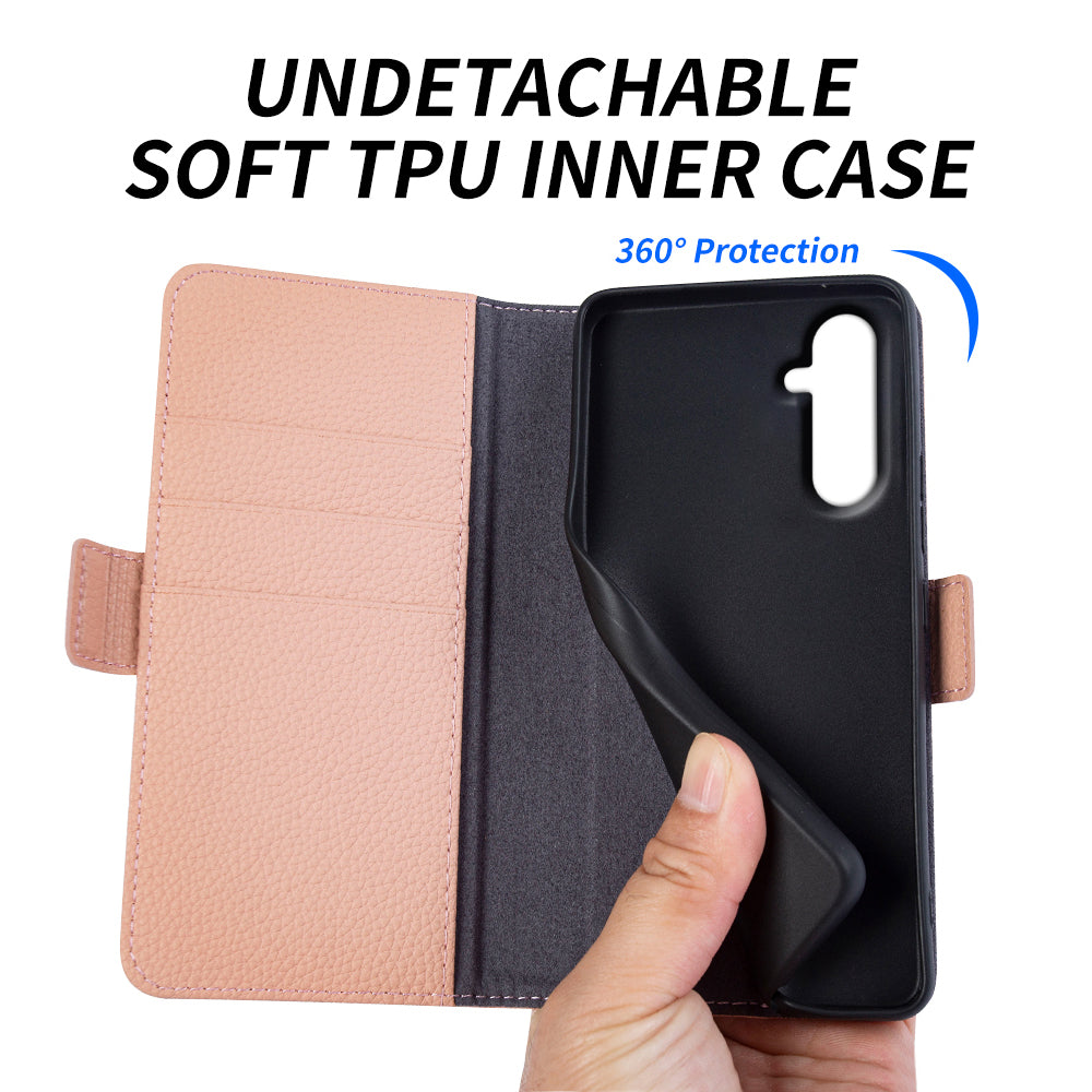 For Samsung Galaxy M13 4G Fully Wrapped Genuine Cow Leather Wallet Stand Cover Phone Flip Case