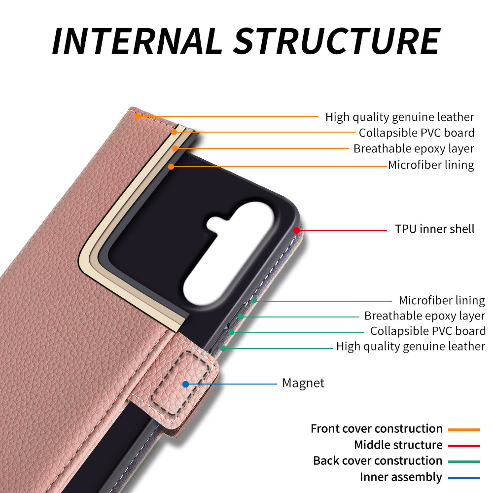 For Samsung Galaxy M13 4G Fully Wrapped Genuine Cow Leather Wallet Stand Cover Phone Flip Case