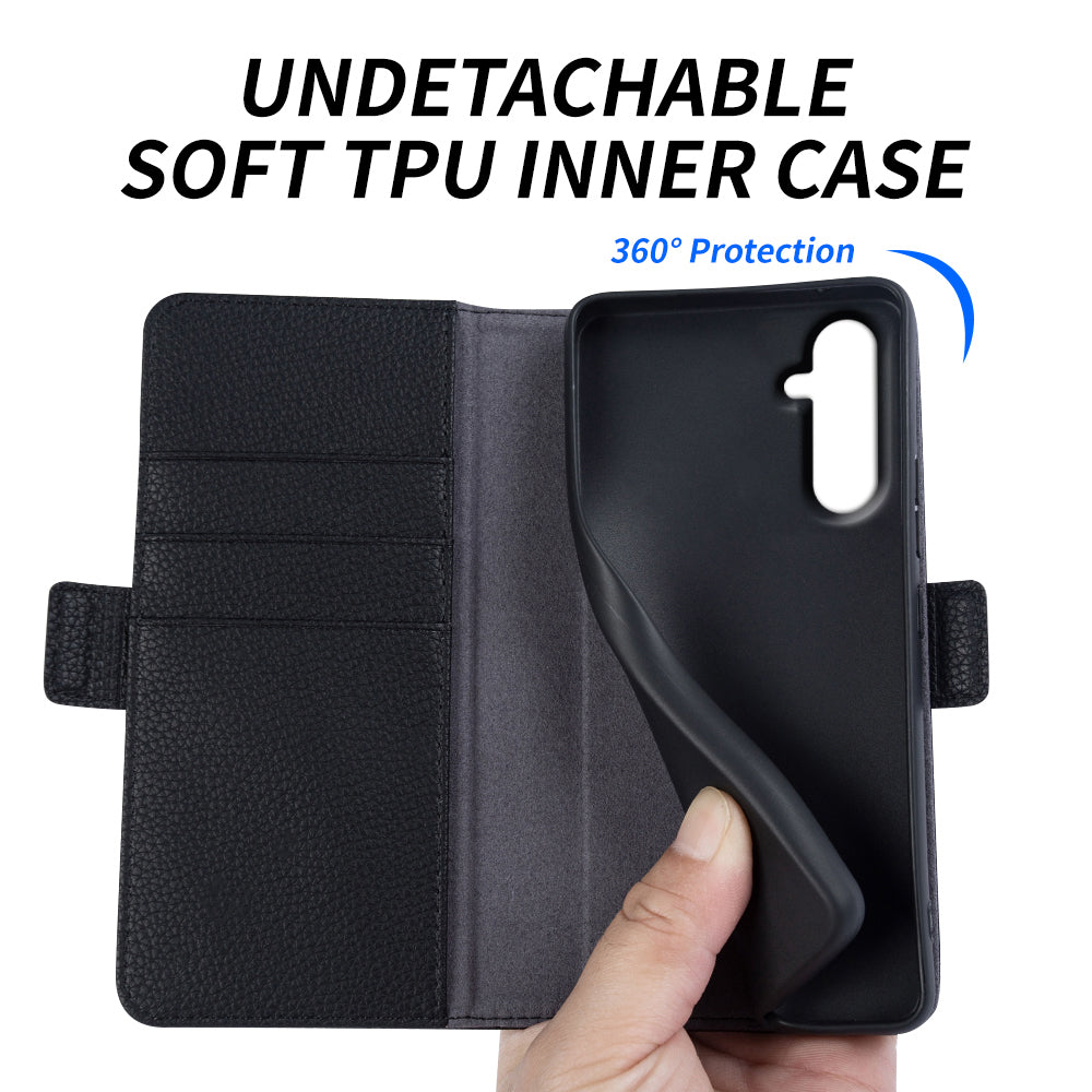 For Samsung Galaxy M13 4G Fully Wrapped Genuine Cow Leather Wallet Stand Cover Phone Flip Case