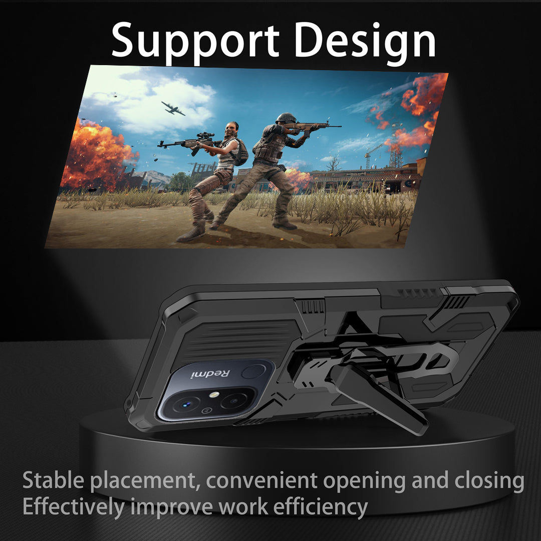 MechWarrior Project Phone Case for Xiaomi Redmi 12C 4G Kickstand Belt Clip TPU+PC Back Cover