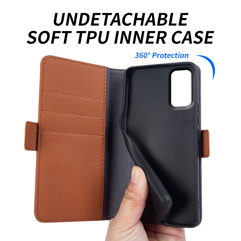 For Samsung Galaxy A32 4G (EU Version) Genuine Cow Leather Wallet Stand Cover Phone Protector Flip Case