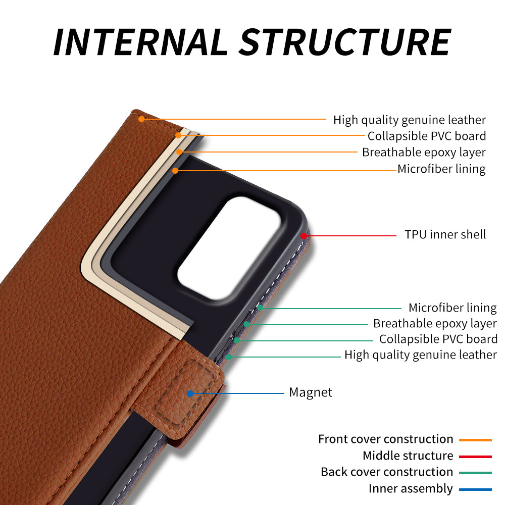 For Samsung Galaxy A32 4G (EU Version) Genuine Cow Leather Wallet Stand Cover Phone Protector Flip Case