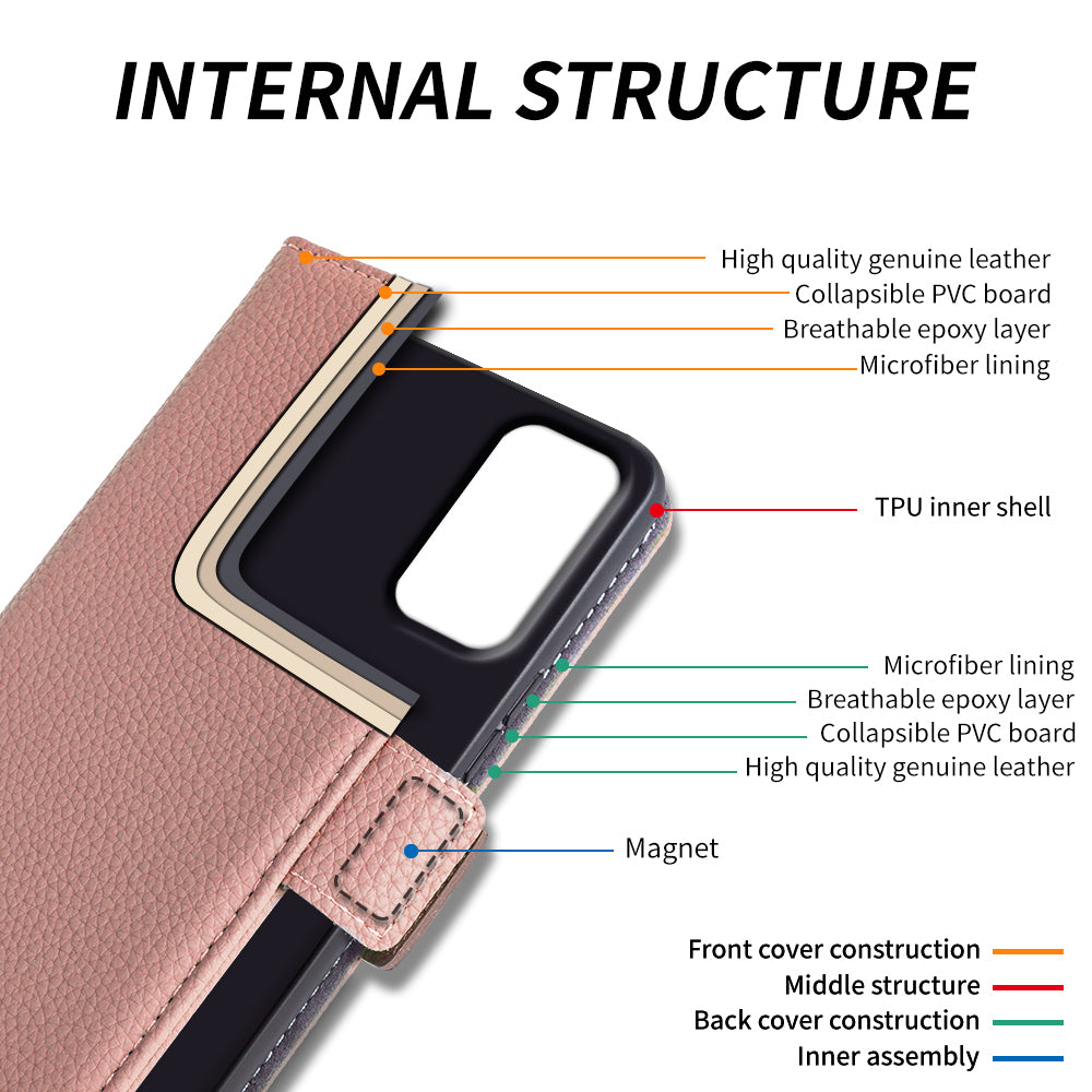 For Samsung Galaxy A32 4G (EU Version) Genuine Cow Leather Wallet Stand Cover Phone Protector Flip Case