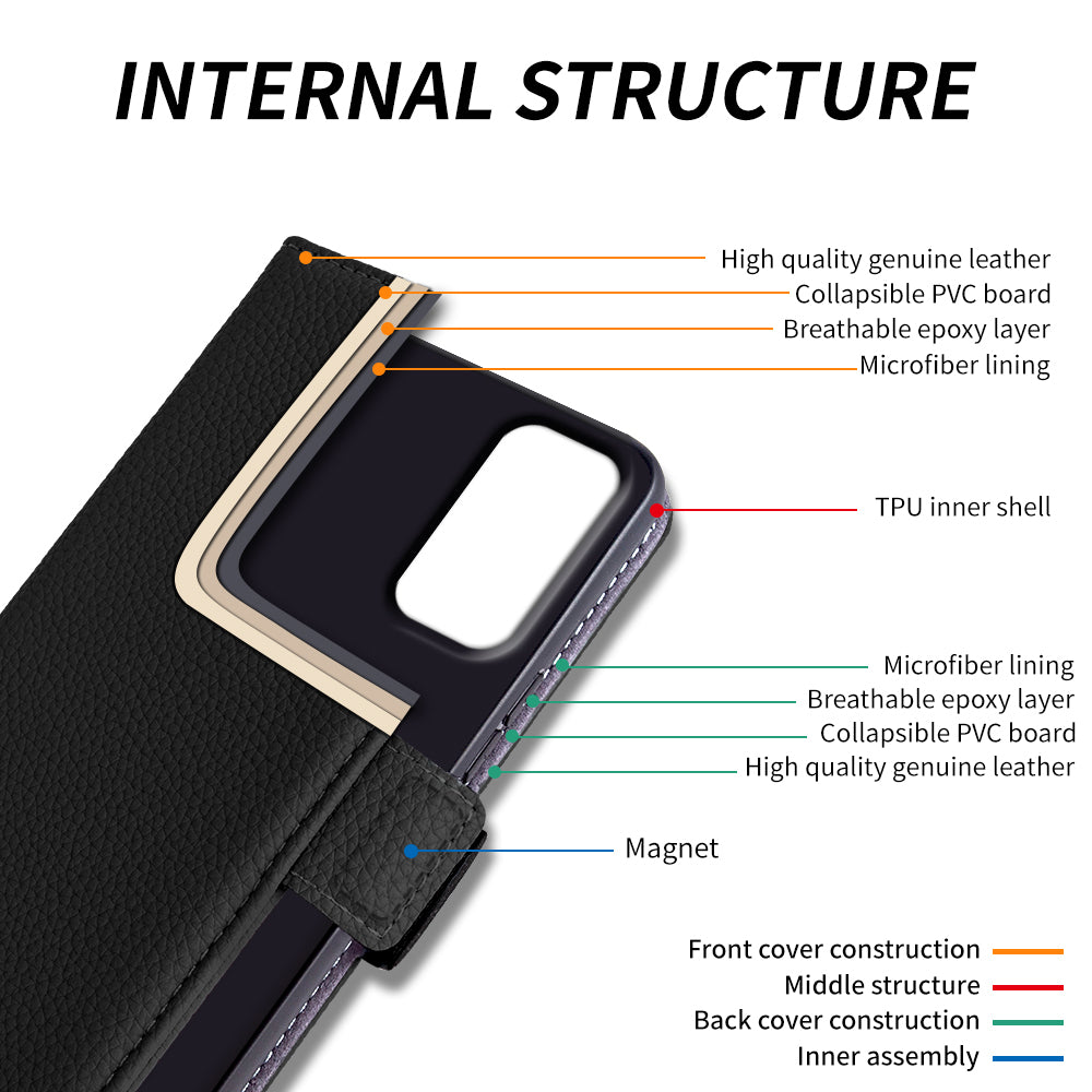 For Samsung Galaxy A32 4G (EU Version) Genuine Cow Leather Wallet Stand Cover Phone Protector Flip Case