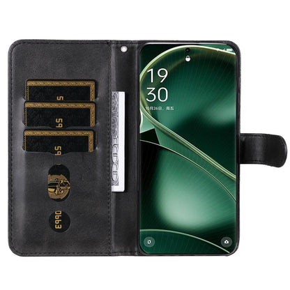 Phone Case for Oppo Find X6 , Calf Texture Zipper Pocket Stand Shell Drop-proof Wallet PU Leather Cover