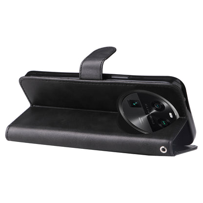 Phone Case for Oppo Find X6 , Calf Texture Zipper Pocket Stand Shell Drop-proof Wallet PU Leather Cover