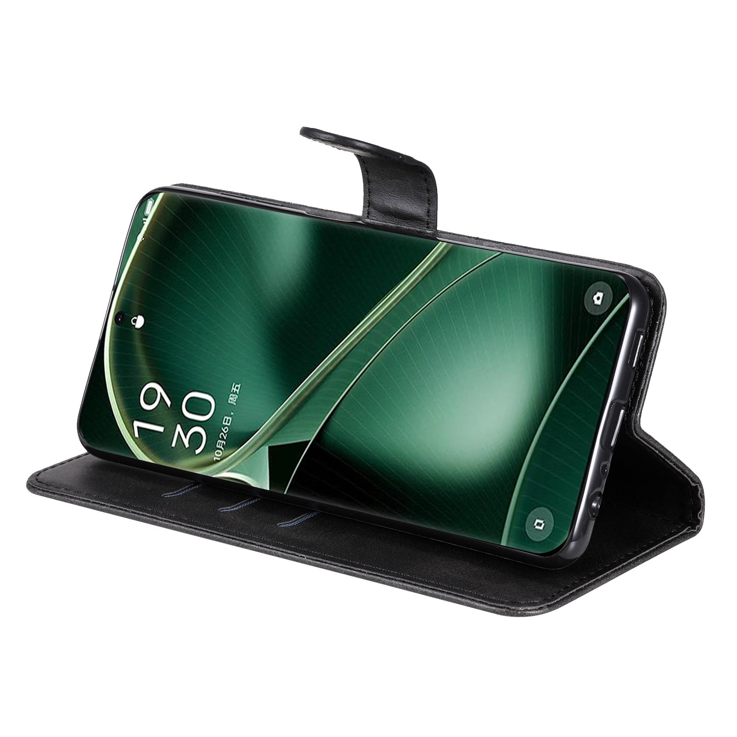 Phone Case for Oppo Find X6 , Calf Texture Zipper Pocket Stand Shell Drop-proof Wallet PU Leather Cover