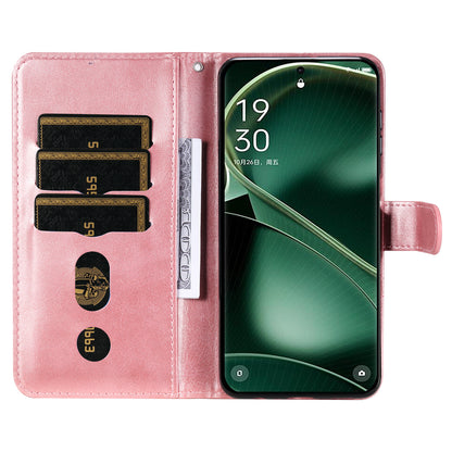 Phone Case for Oppo Find X6 , Calf Texture Zipper Pocket Stand Shell Drop-proof Wallet PU Leather Cover