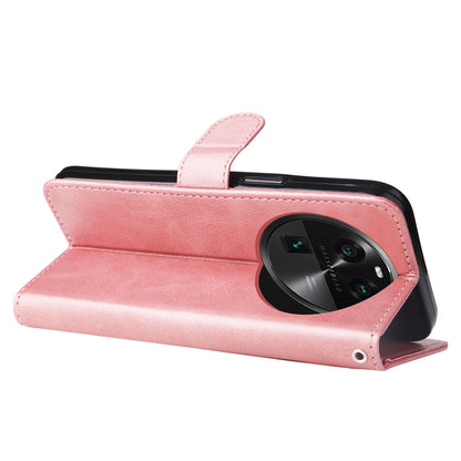 Phone Case for Oppo Find X6 , Calf Texture Zipper Pocket Stand Shell Drop-proof Wallet PU Leather Cover