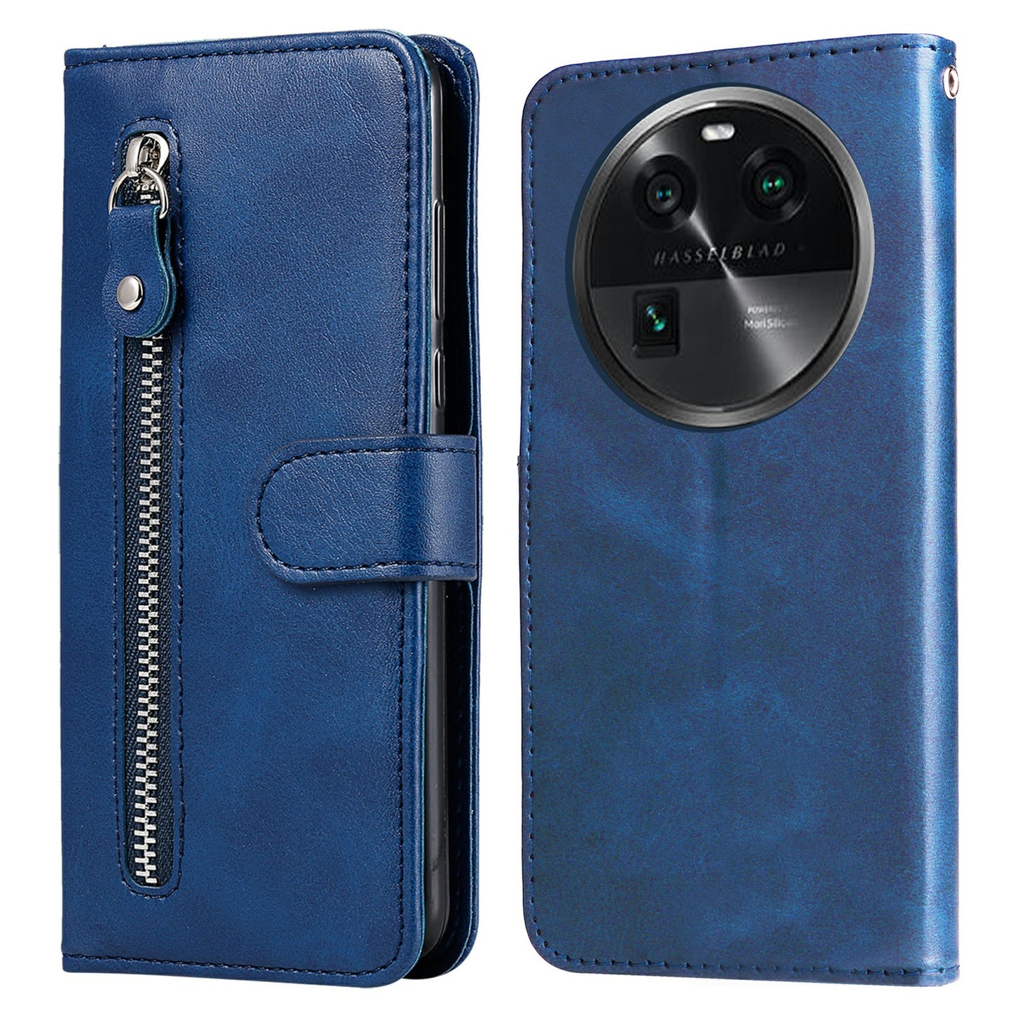 Phone Case for Oppo Find X6 , Calf Texture Zipper Pocket Stand Shell Drop-proof Wallet PU Leather Cover