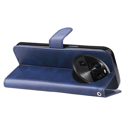 Phone Case for Oppo Find X6 , Calf Texture Zipper Pocket Stand Shell Drop-proof Wallet PU Leather Cover