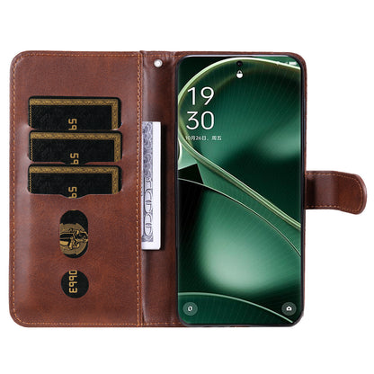 Phone Case for Oppo Find X6 , Calf Texture Zipper Pocket Stand Shell Drop-proof Wallet PU Leather Cover