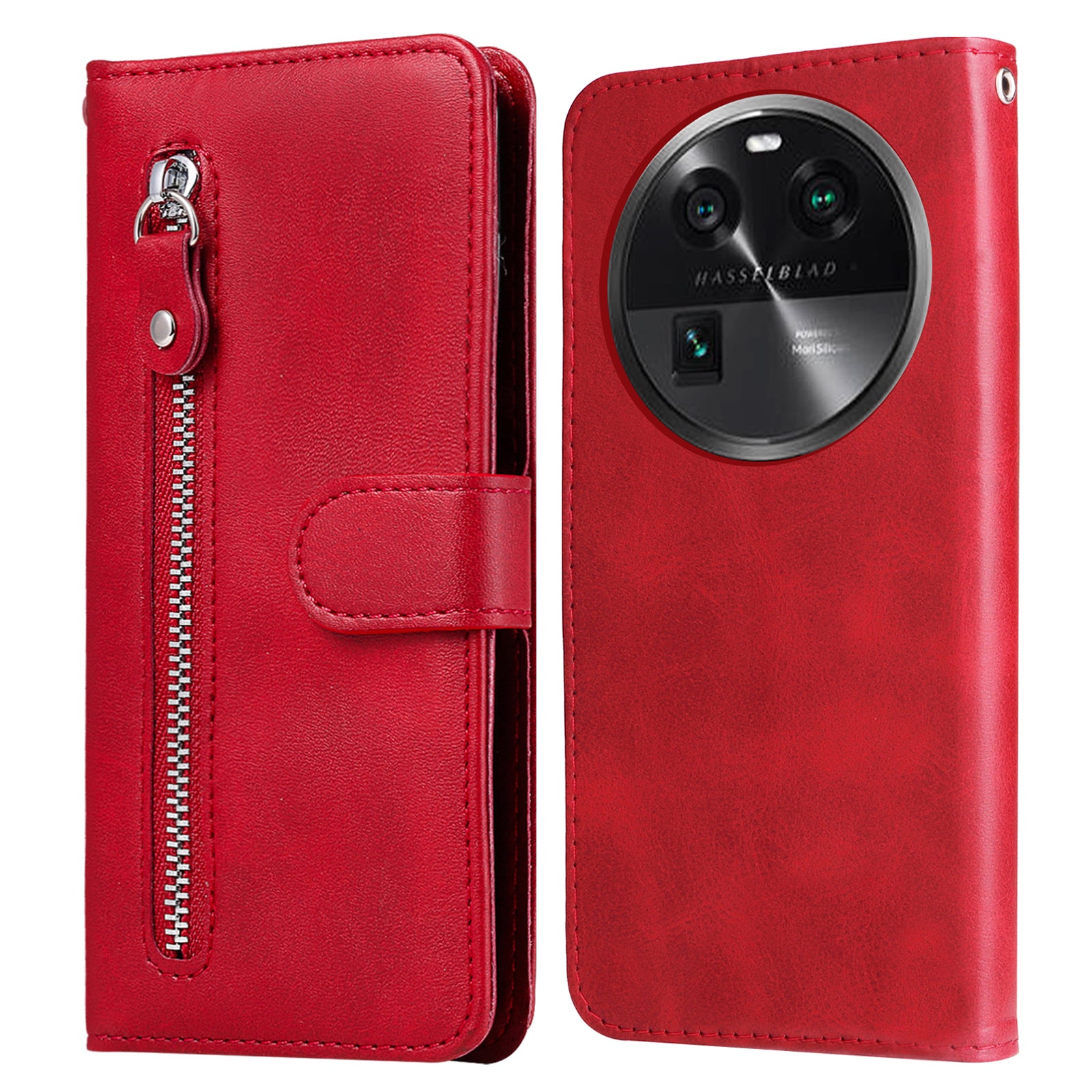Phone Case for Oppo Find X6 , Calf Texture Zipper Pocket Stand Shell Drop-proof Wallet PU Leather Cover