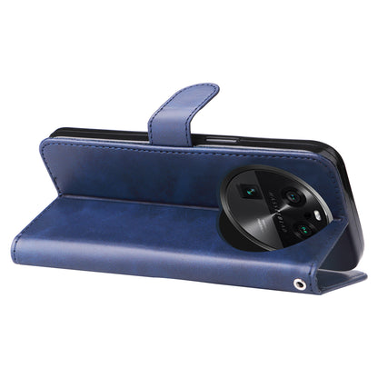 For Oppo Find X6 Pro Zipper Pocket Phone Case Stand Shell Calf Texture Anti-Scratch Wallet Cover