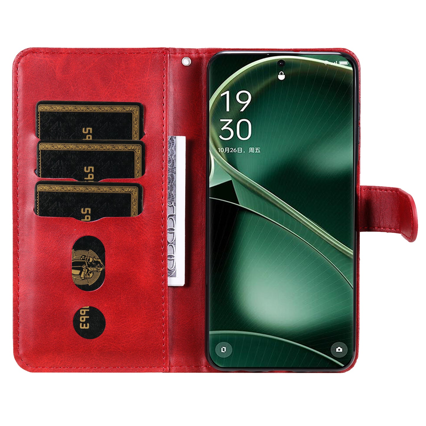 For Oppo Find X6 Pro Zipper Pocket Phone Case Stand Shell Calf Texture Anti-Scratch Wallet Cover