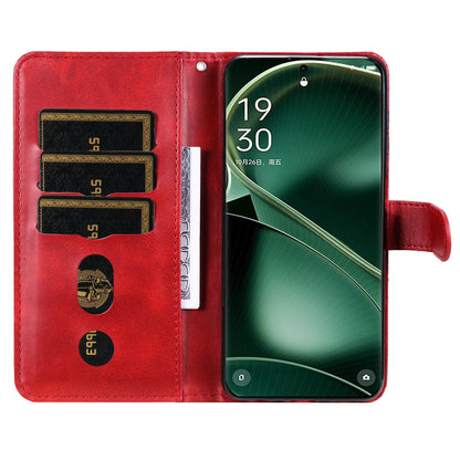 For Oppo Find X6 Pro Zipper Pocket Phone Case Stand Shell Calf Texture Anti-Scratch Wallet Cover