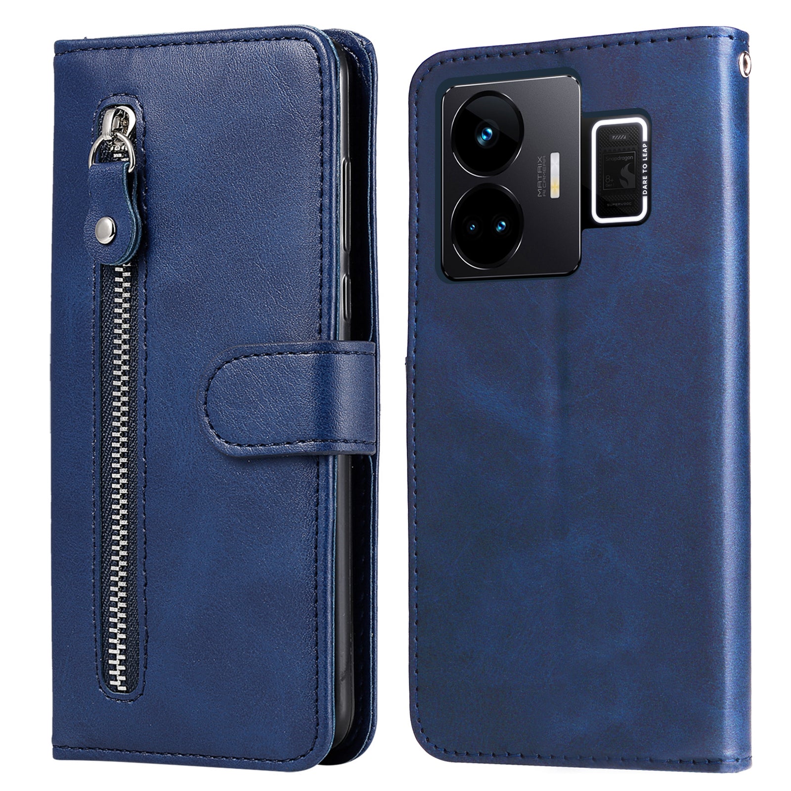 For Realme GT Neo 5 5G / GT3 5G PU Leather Phone Case Calf Texture Zipper Pocket Stand Shell Wallet Phone Cover