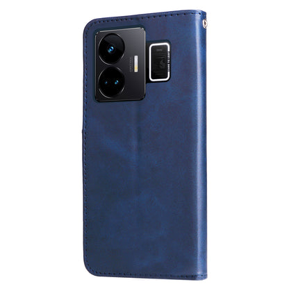 For Realme GT Neo 5 5G / GT3 5G PU Leather Phone Case Calf Texture Zipper Pocket Stand Shell Wallet Phone Cover