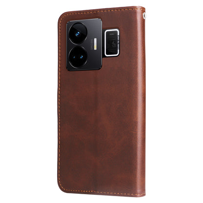 For Realme GT Neo 5 5G / GT3 5G PU Leather Phone Case Calf Texture Zipper Pocket Stand Shell Wallet Phone Cover