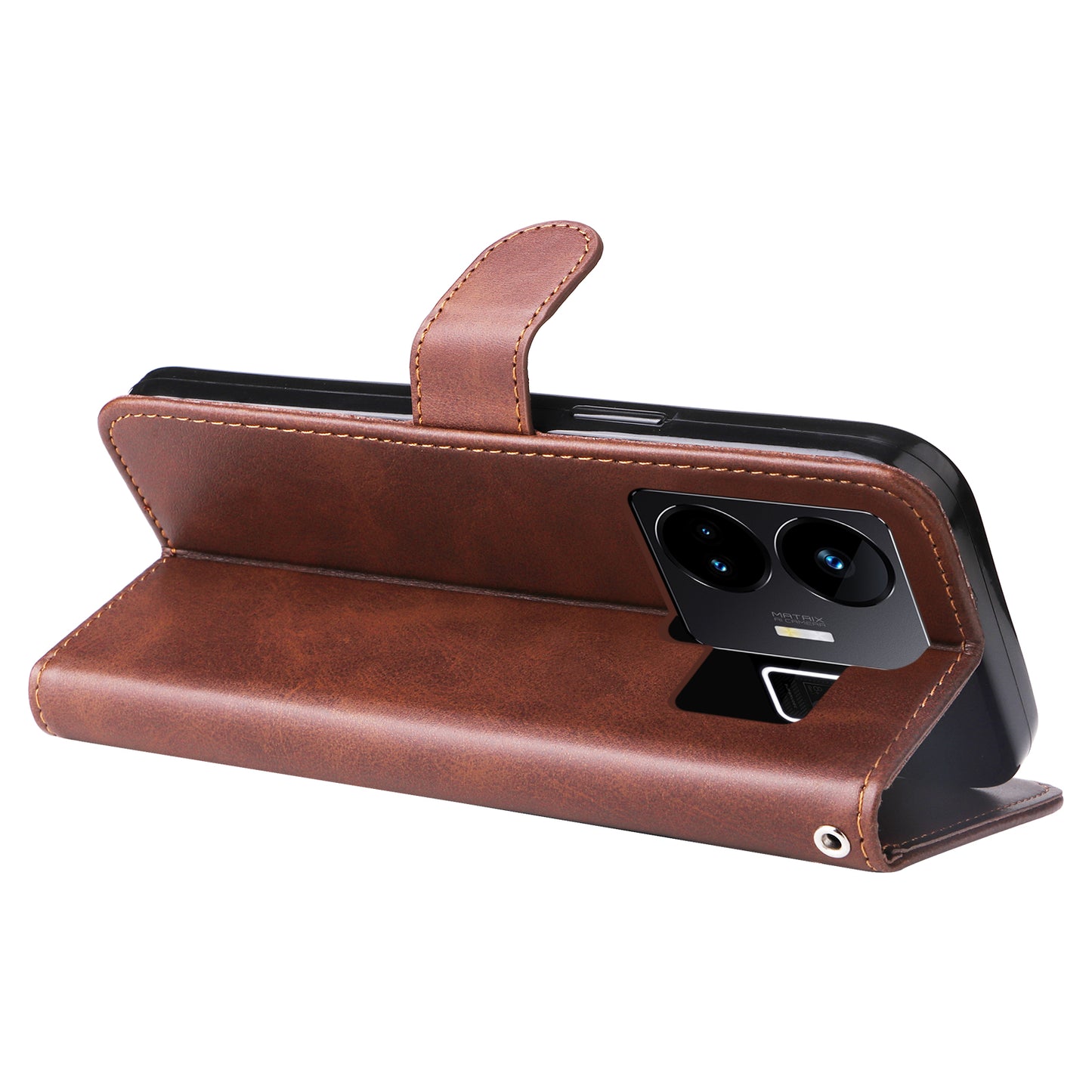 For Realme GT Neo 5 5G / GT3 5G PU Leather Phone Case Calf Texture Zipper Pocket Stand Shell Wallet Phone Cover