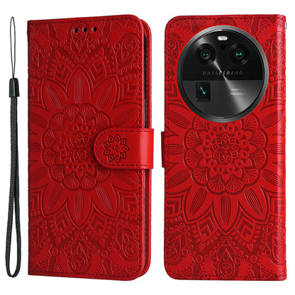 For Oppo Find X6 Pro PU Leather Wallet Protective Cover Sunflower Imprinted Phone Flip Stand Case