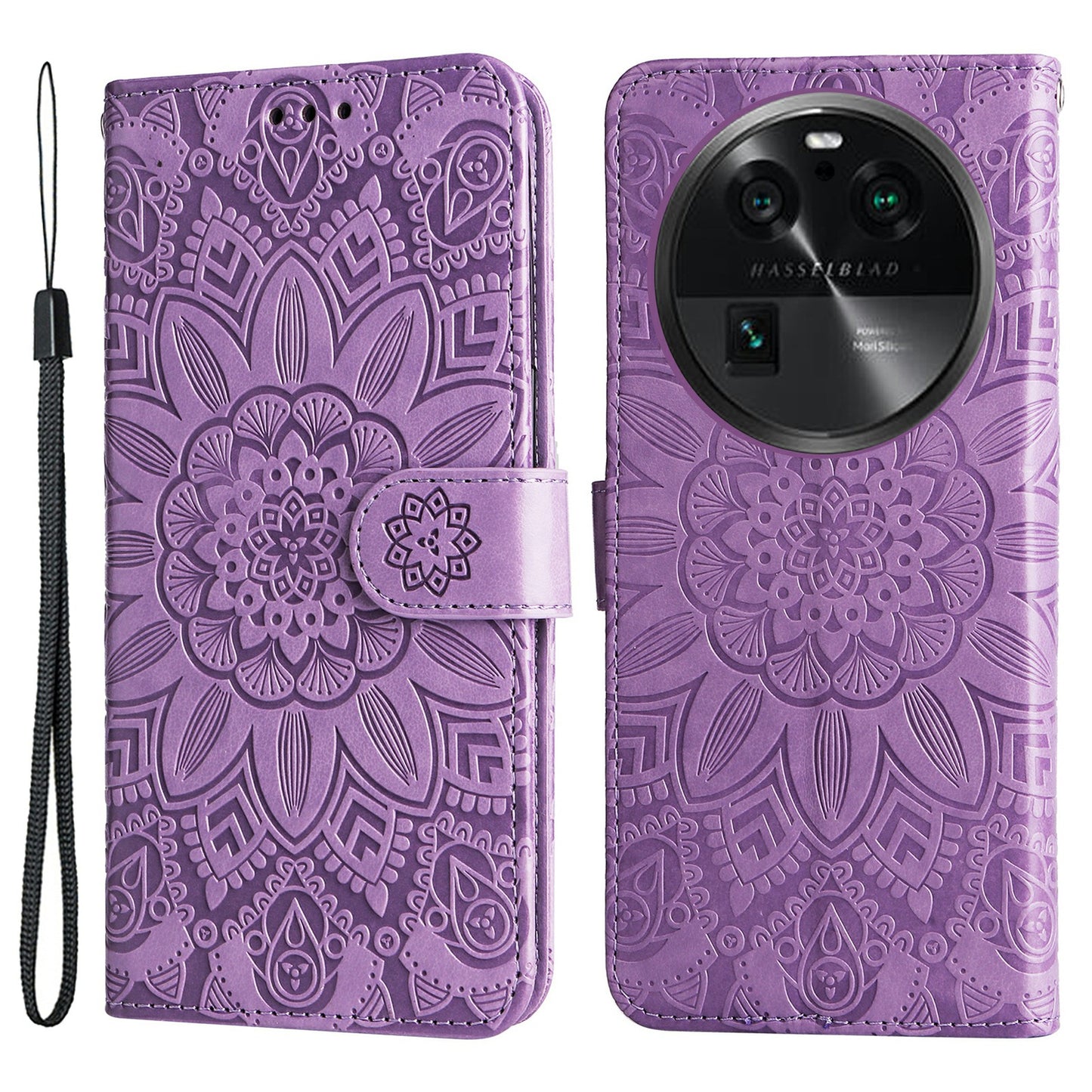 For Oppo Find X6 Pro PU Leather Wallet Protective Cover Sunflower Imprinted Phone Flip Stand Case