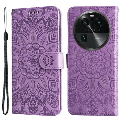 For Oppo Find X6 Pro PU Leather Wallet Protective Cover Sunflower Imprinted Phone Flip Stand Case