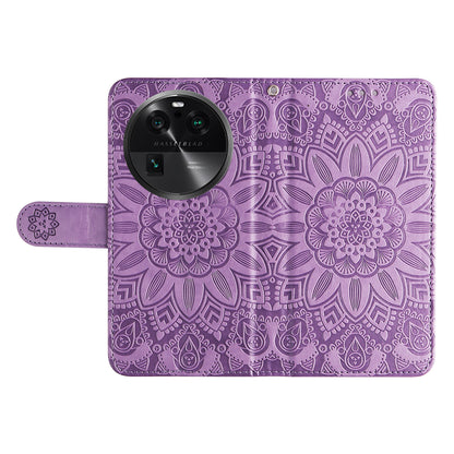 For Oppo Find X6 Pro PU Leather Wallet Protective Cover Sunflower Imprinted Phone Flip Stand Case