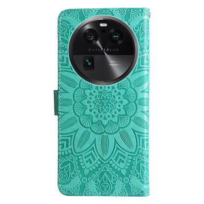 For Oppo Find X6 Pro PU Leather Wallet Protective Cover Sunflower Imprinted Phone Flip Stand Case