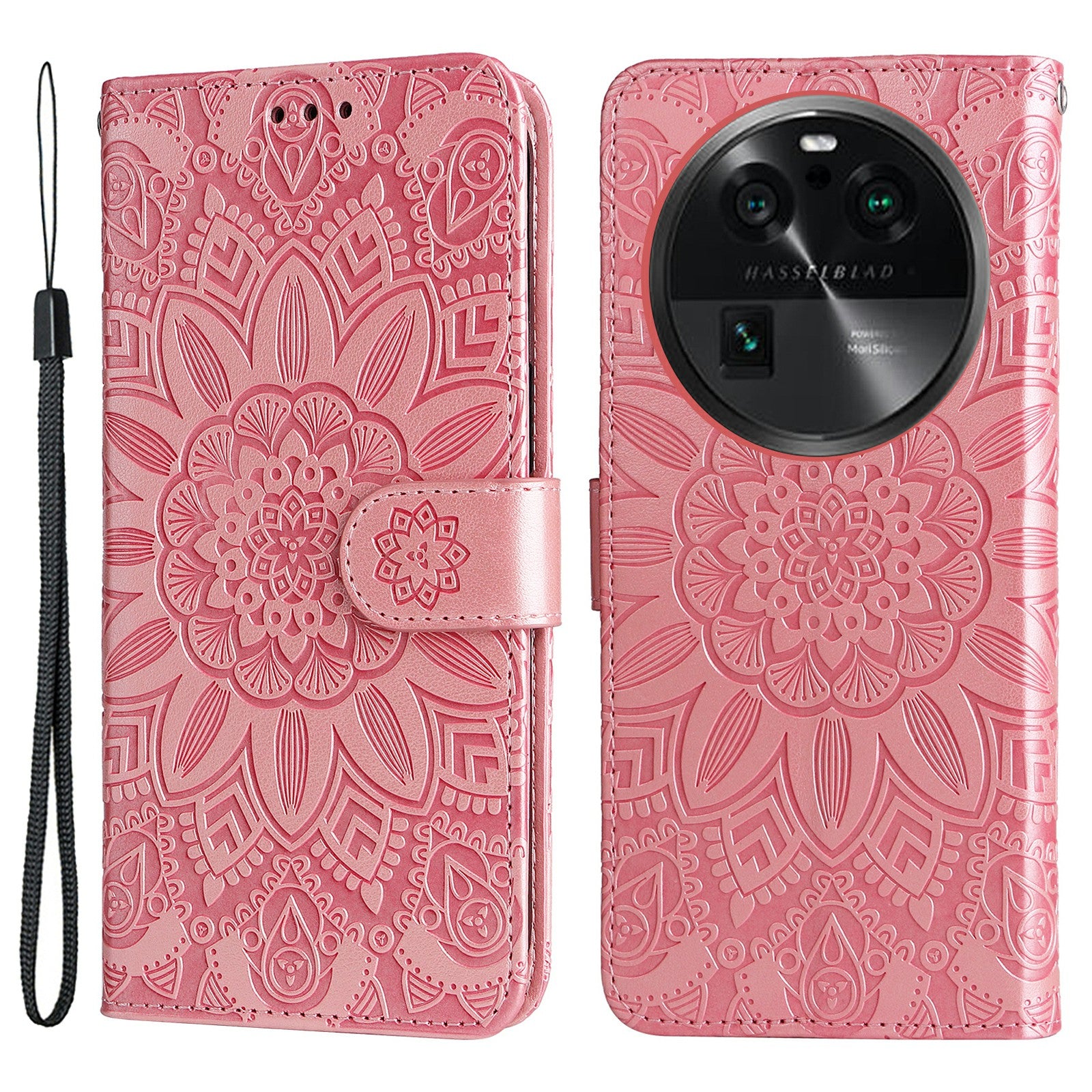 For Oppo Find X6 Pro PU Leather Wallet Protective Cover Sunflower Imprinted Phone Flip Stand Case
