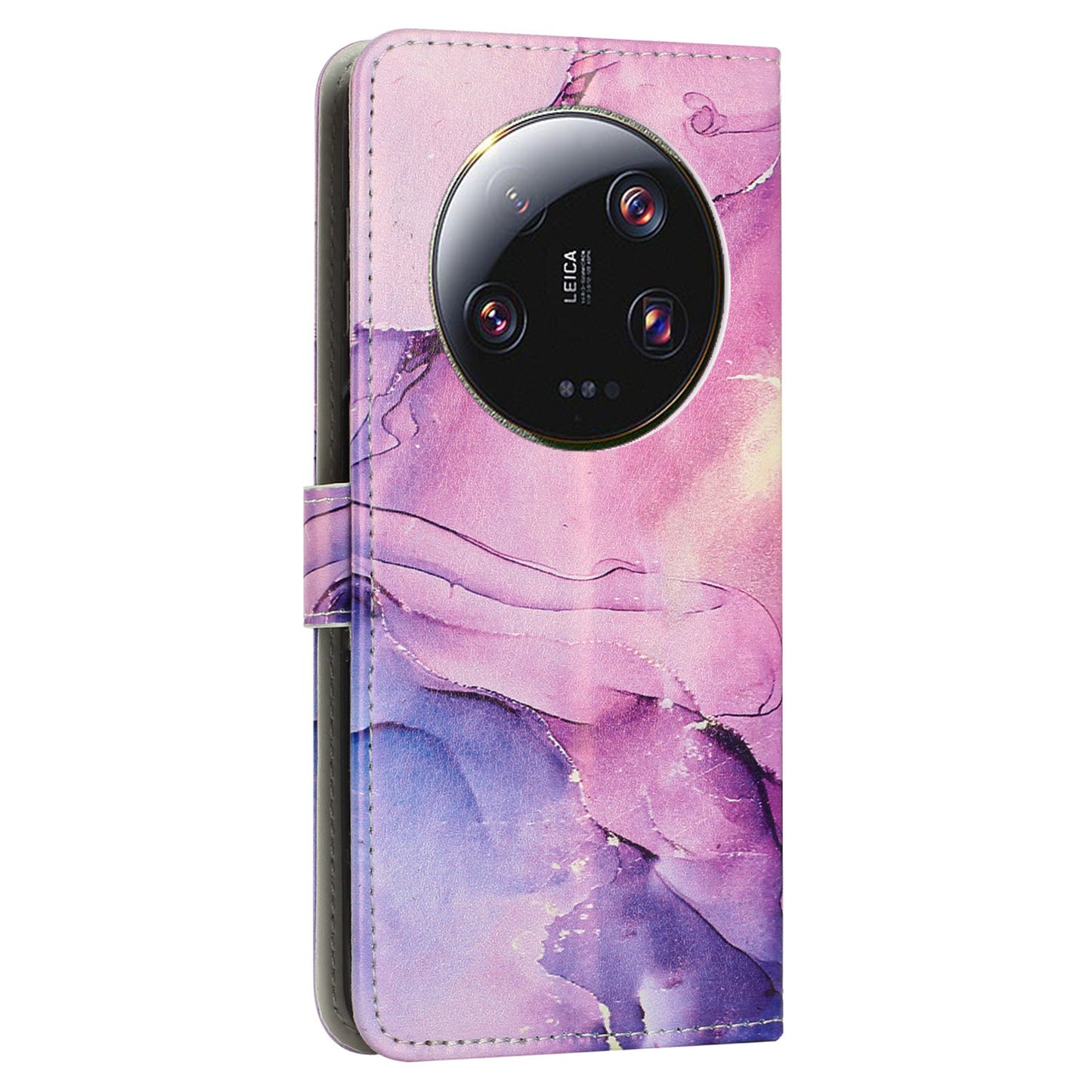 For Xiaomi 13 Ultra Mobile Phone Case Marble Pattern Wallet Stand PU Leather Cover with Wrist Strap