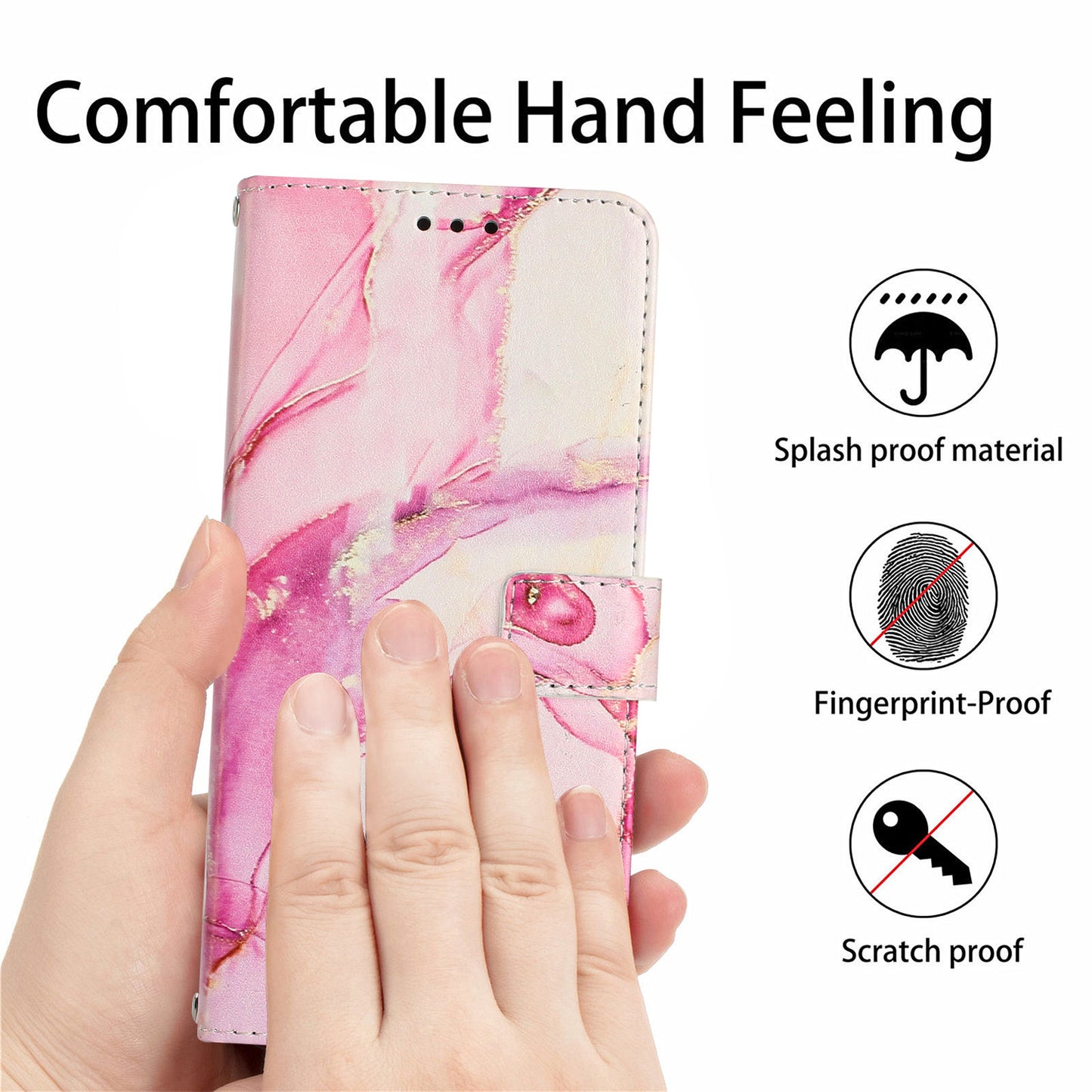 Phone Case for Xiaomi Redmi Note 12 4G Marble Pattern PU Leather Wallet Stand Cover with Wrist Strap