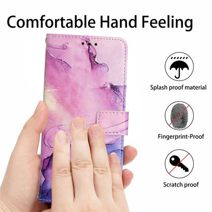 Phone Wallet Case for Xiaomi 13 Lite / Civi 2 5G Marble Pattern PU Leather Stand Cover with Wrist Strap