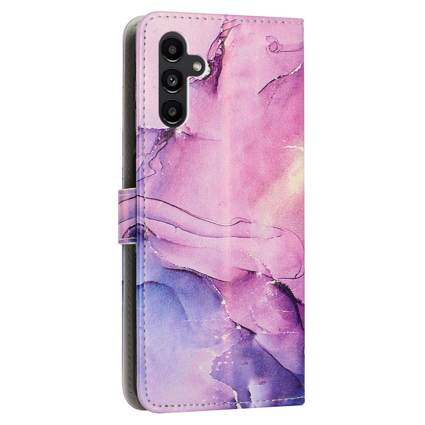 For Samsung Galaxy A24 4G Phone Wallet Case Marble Pattern PU Leather Stand Cover with Wrist Strap